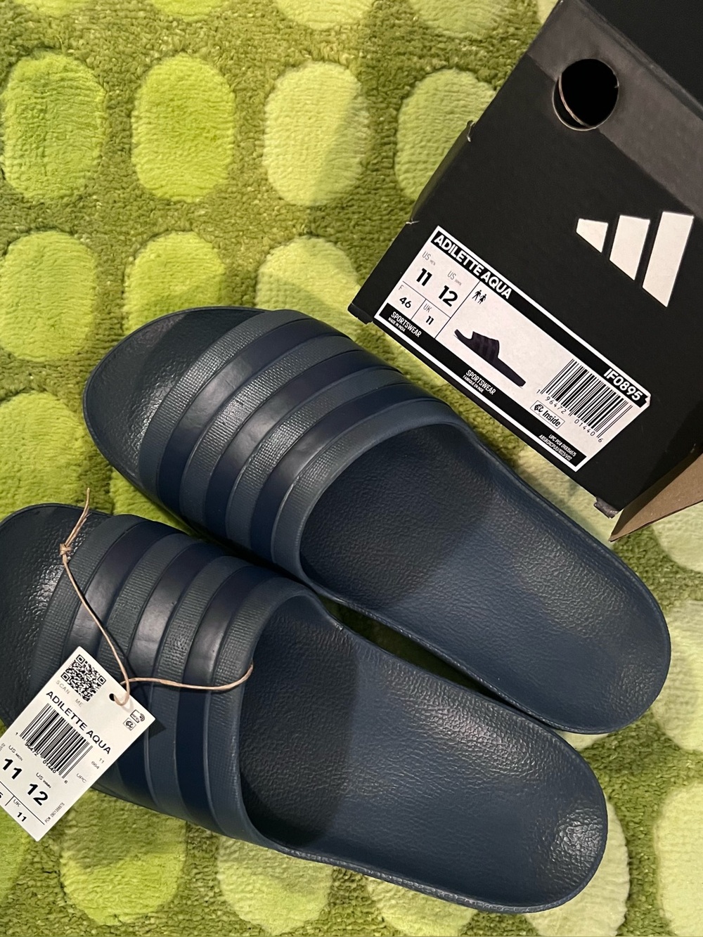 11 mens adidas Adilette Aqua Slide Sandals Navy Blue water shoes beach pool NEW